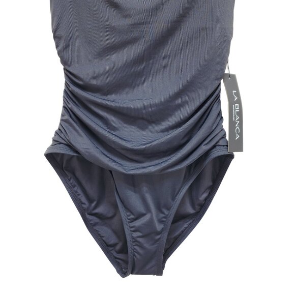 La Blanca Womens Black One-Piece Swimsuit Size 6 With Shirred Front Design - Picture 6 of 9
